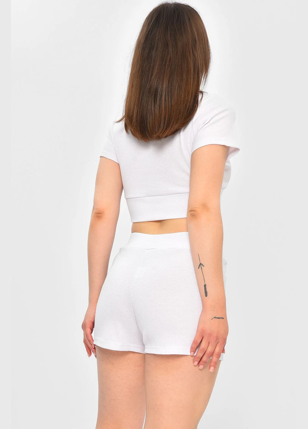 Костюм жіночий однотонний білого кольору Let's Shop (335007287)