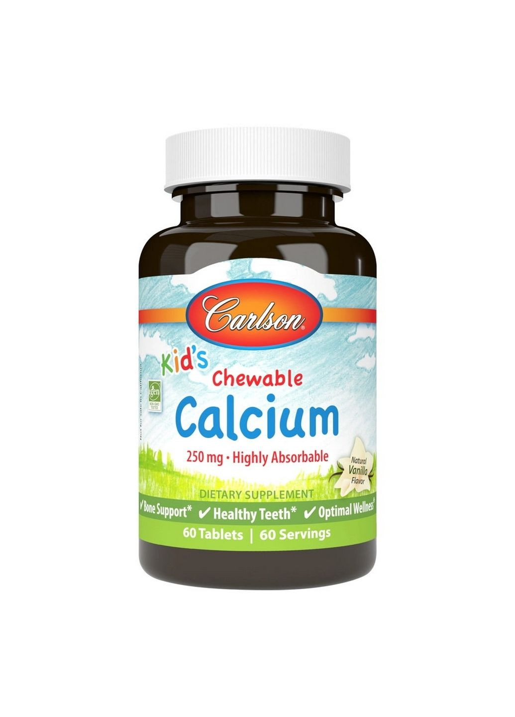 Витамины и минералы Kid's Chewable Calcium, 60 таблеток Carlson Labs (293482256)
