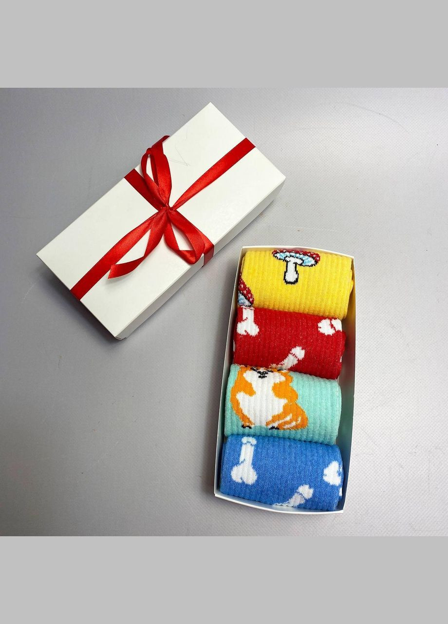 Комбинированные бокс женских высоких носков 36-41 на 4 пары в подарочной коробке Vakko (308336843)