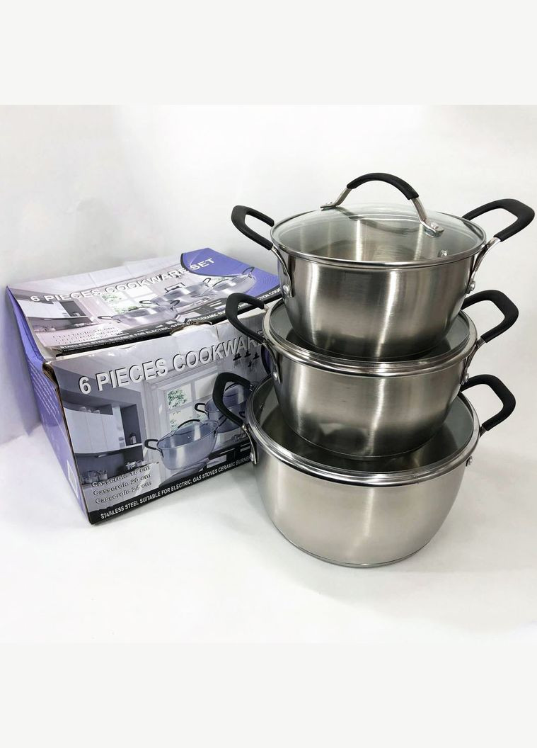 Набор посуды для электрических плит 6 предметов LB-1891, Набор UI-783 практичных кастрюль No Brand (351486163)