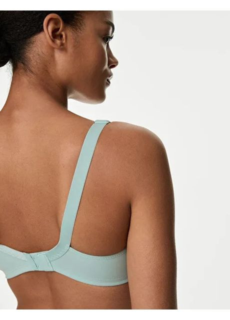 Бирюзовый бралетт бюстгальтер Marks & Spencer без косточек хлопок, полиэстер, полиамид, эластан