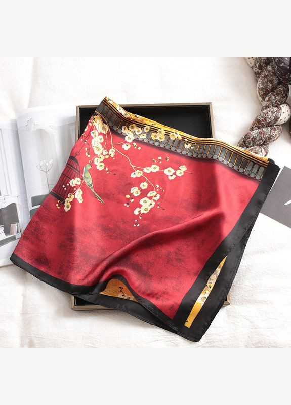 Женский платок бандана шарф повязка на шею сумку голову желто-красный (12-230) No Brand (314872966)