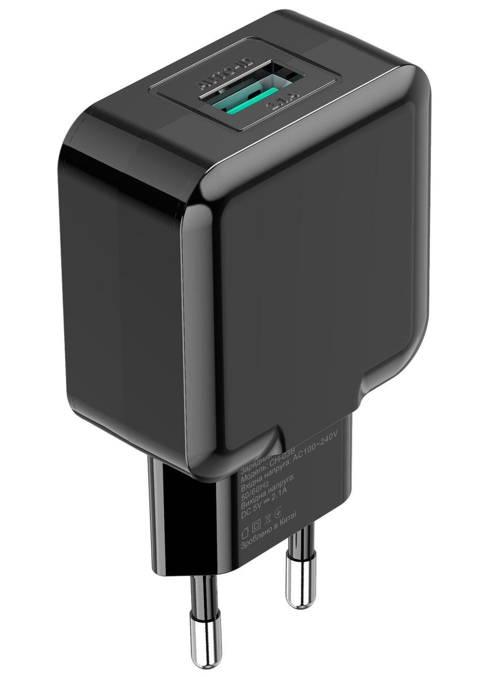 Сетевое зарядное устройство (1xUSB 5В/2.1А) Black (CH-03B) Grand-X (341490715)