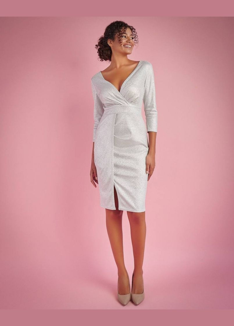 Бежева вечірня плаття на запах Militon однотонна