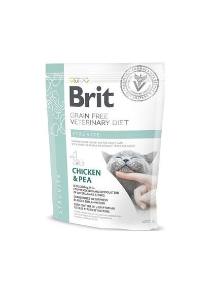 Сухой корм GF VetDiet Cat Struvite для кошек, при мочекаменной болезни, с курицей и горохом, 400 г Brit (322874773)