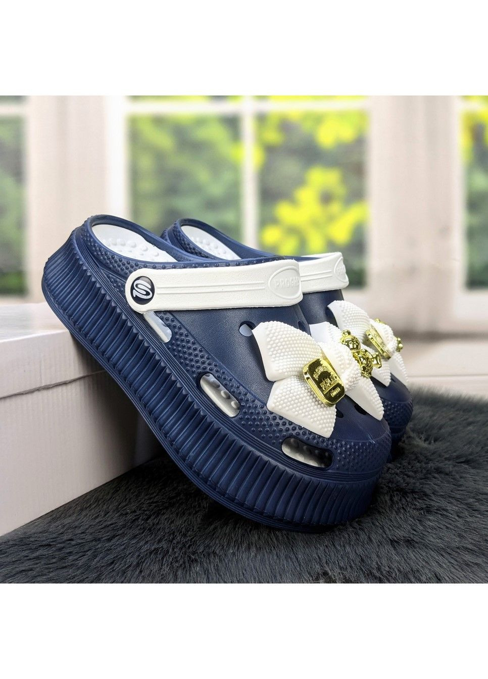 Сабо кроксы женские на платформе с бантиком Progress (299374742)