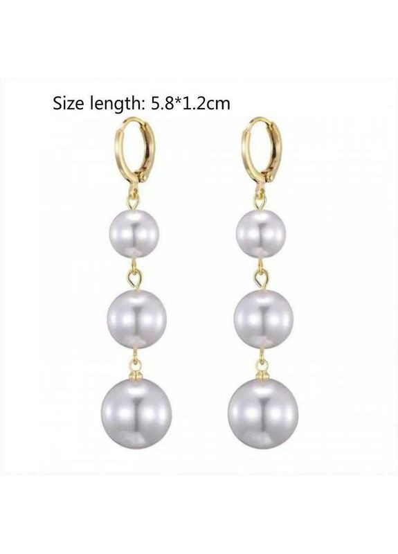 Сережки перлинні довгі перли висячі білі перлини No Brand (339104015)