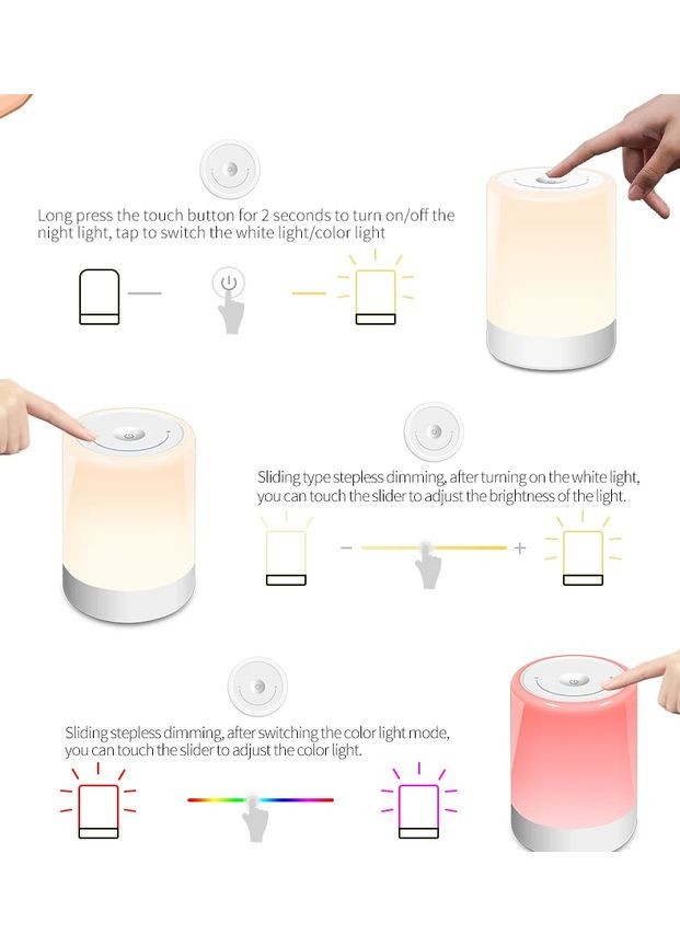 Сенсорний світильник з регульованою яскравістю та RGB-підсвічуванням T1 Нічник Touch Dimmable Colorful VHG (337515105)