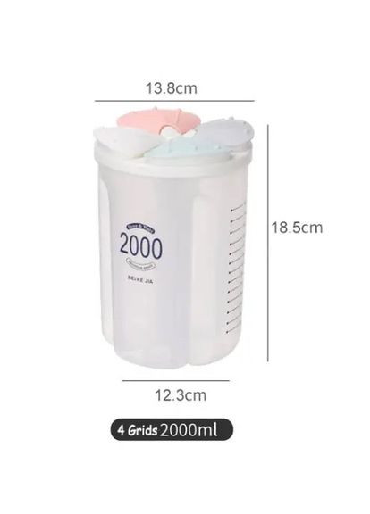 Ємність для сипких 2 л із 4 відділеннями та мірною шкалою No Brand (315633148)