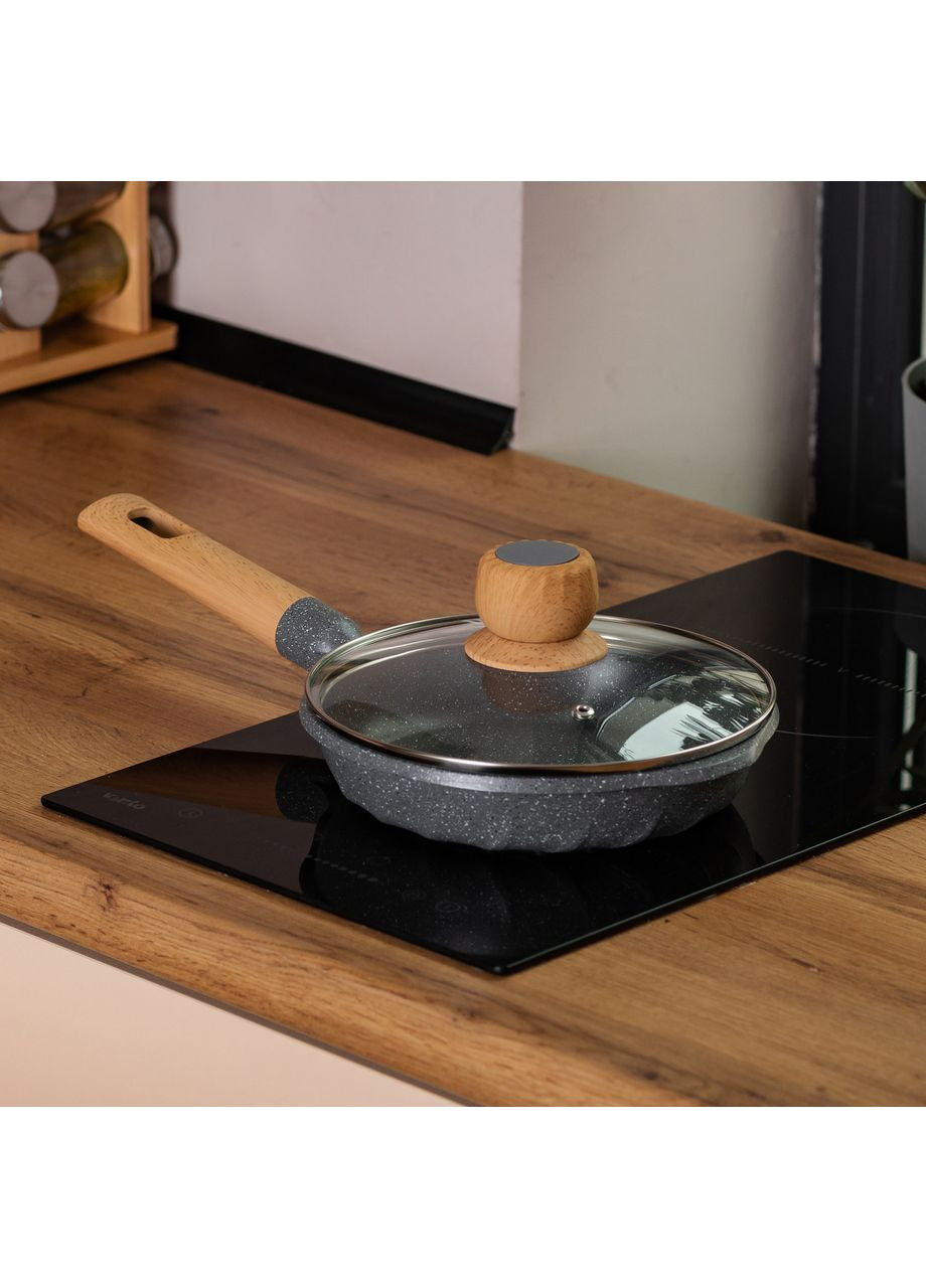 Мармурова алюмінієва сковорода з антипригарним покриттям 1 літр Ø 20 см сіра MGC HP-4-421G Jooki (358705625)