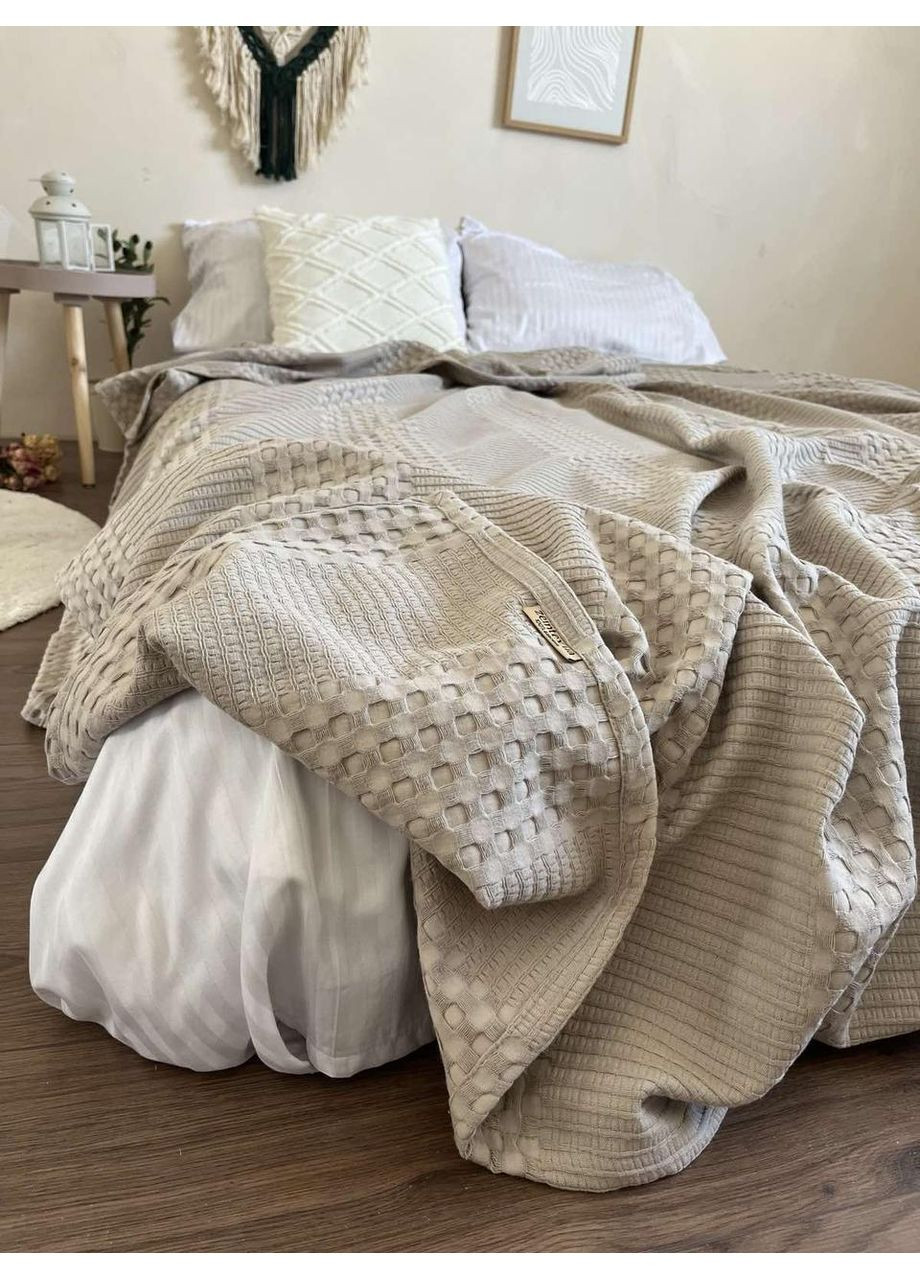 Покрывало Марокко вафельное хлопковое серобежевого цвета ZEINTEX (315347087)