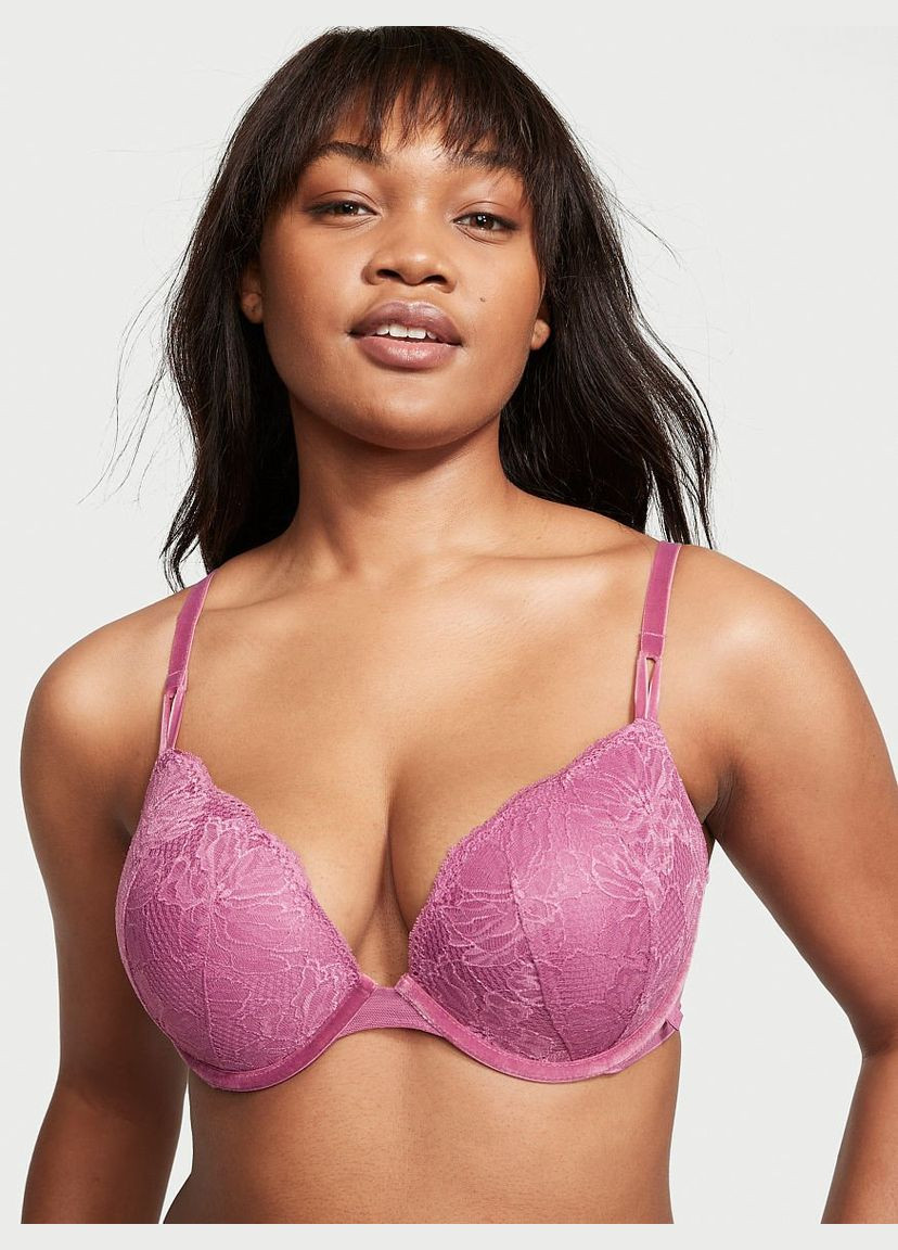 Рожевий бюстгальтер sexy tee fleur noir lace push-up bra 80b Victoria's Secret з кісточками