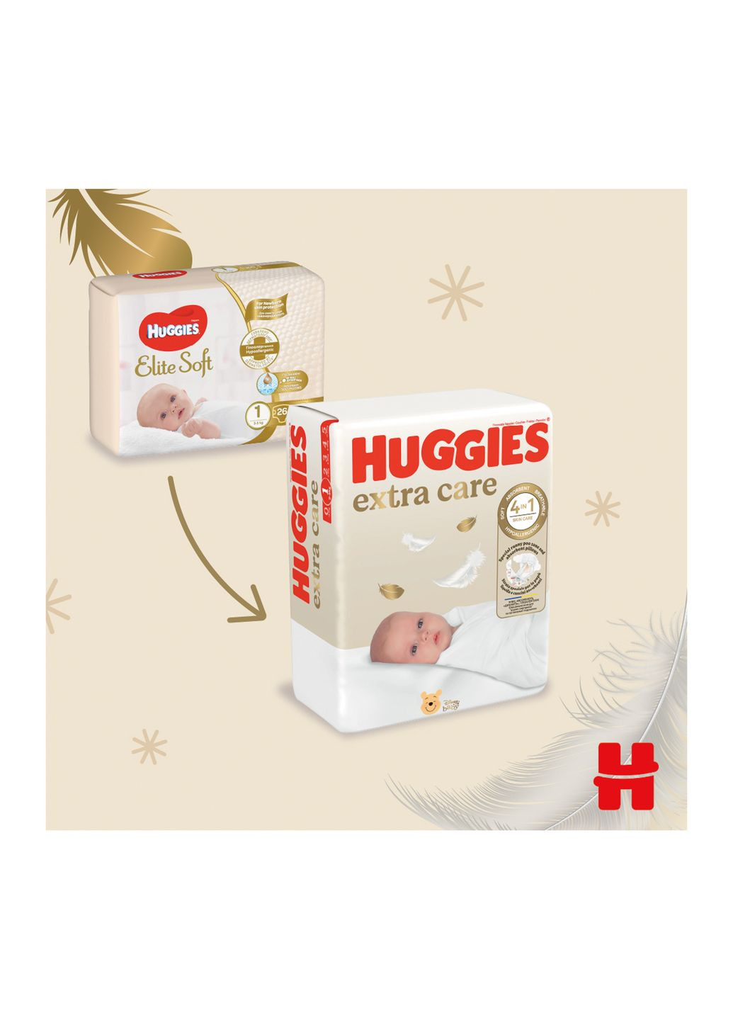Підгузки Huggies extra care size розмір 2 (3-6 кг) 24 шт (268141156)