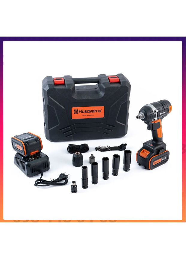 Гайковерт акумуляторний XP1221 500 Nm (48V 6AH) безщітковий Гвинтоверт для шиномонтажу Хускварна з набором інструментів Husqvarna (368682287)