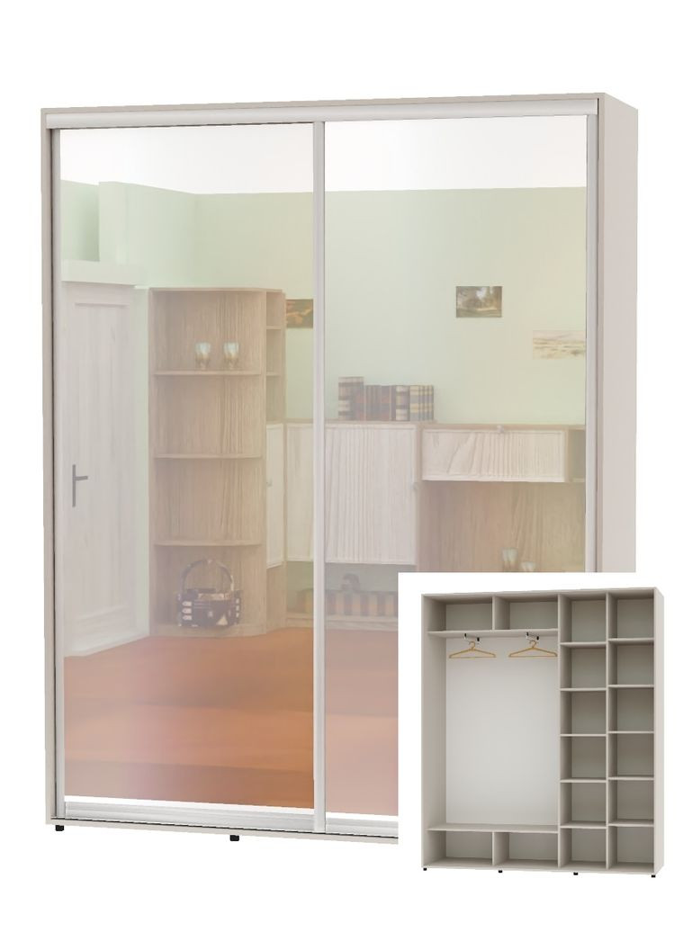 Шафа-купе дводверна 200*45*230 Кашемір 2 двері Дзеркало Алекса (360442339)