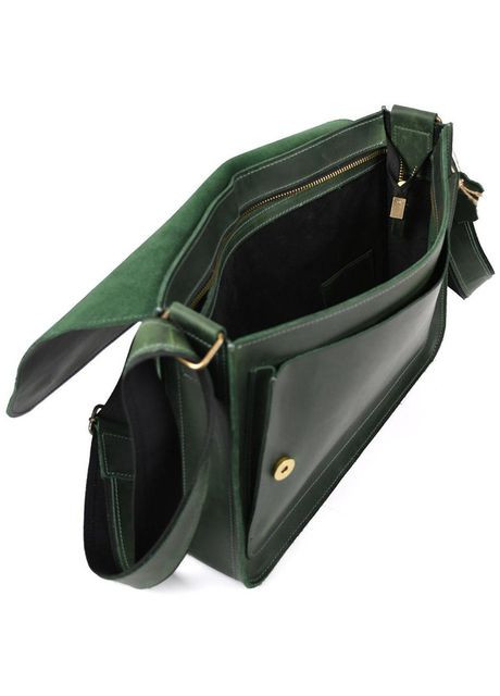 Сумка планшет через плечо мужская из натуральной кожи для телефона и для документов большая Зеленый 38057 LIMARY (355245075)