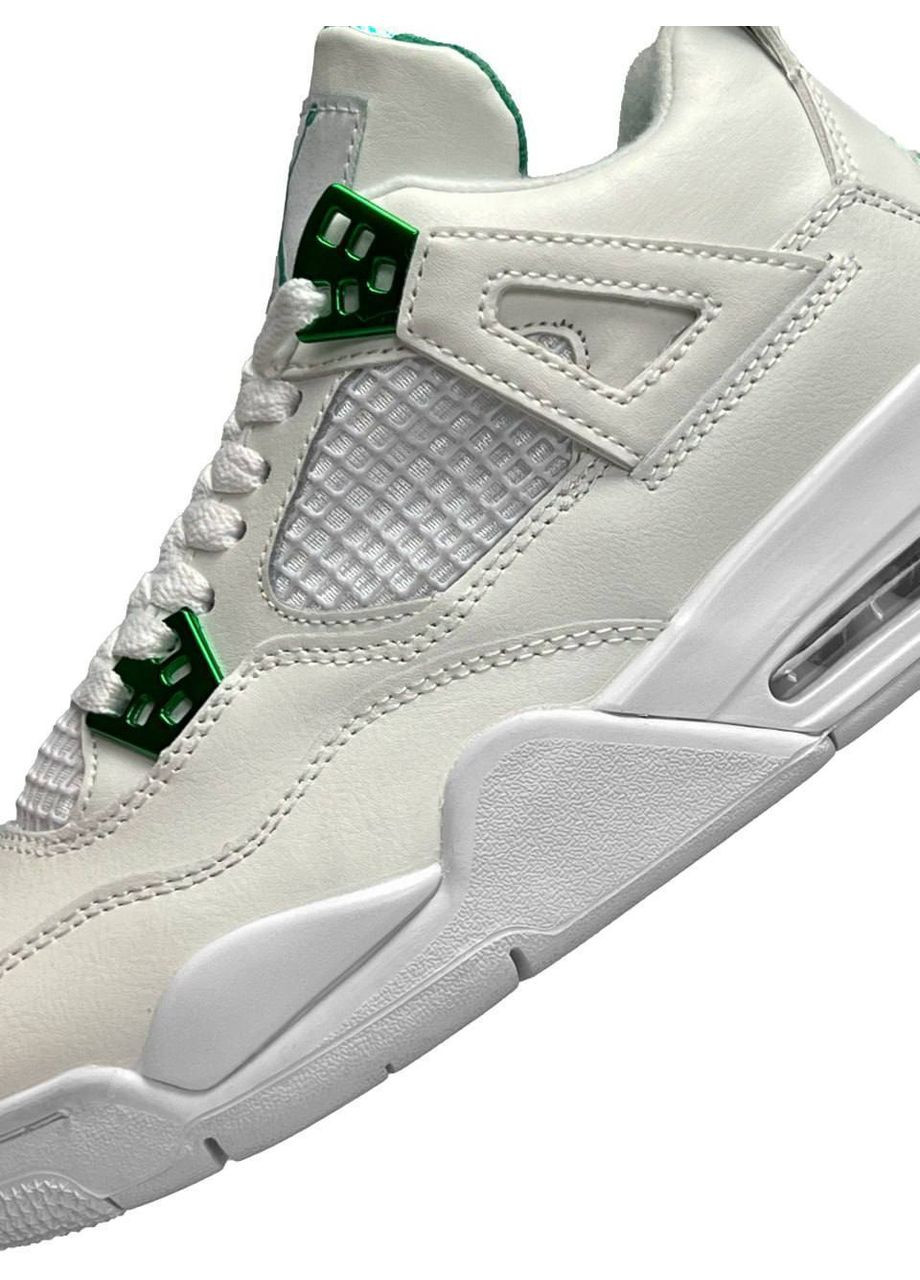 Кроссовки женские Nike No Brand Air Jordan 4 Retro White Metallic Green белые демисезоны (327367445)