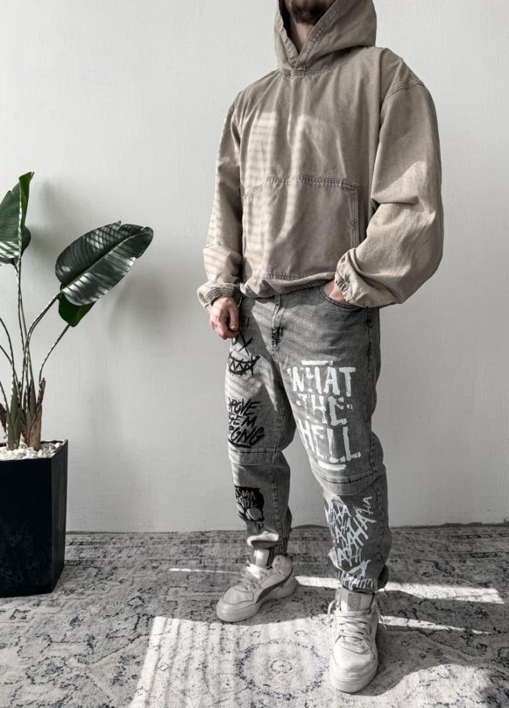 Джинси дтф чоловічі стильні джогери сірого кольори No Brand (323460531)