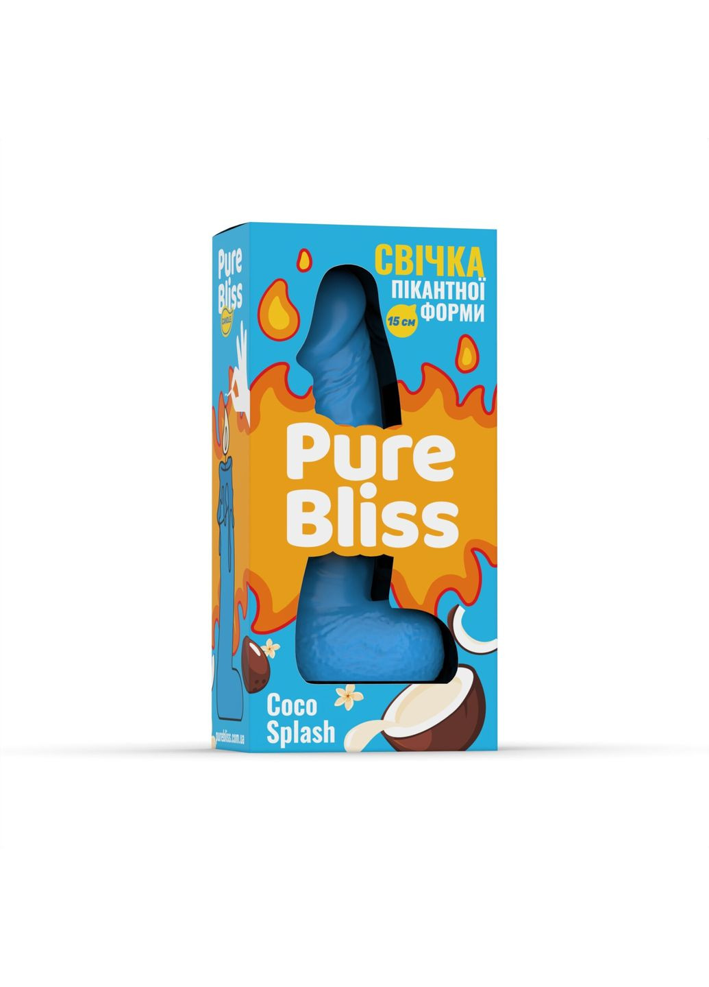 Ароматна свічка пікантної форми Blue Coco Splash (Кокосове молоко) 15 см Pure Bliss (369609673)