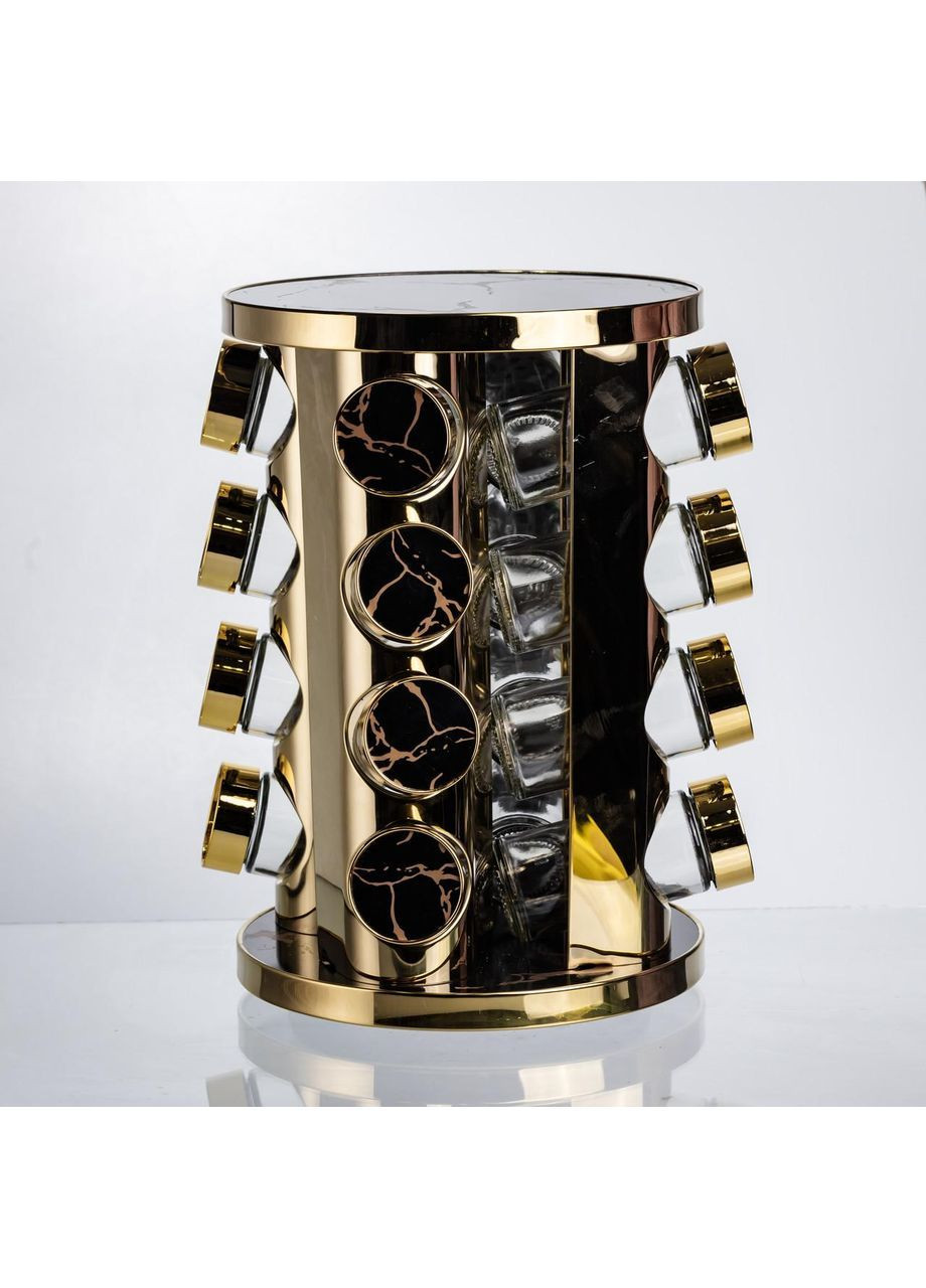 Карусель для специй 16 баночек по 100 мл черный мрамор HP-1370 Yiwu (368766898)