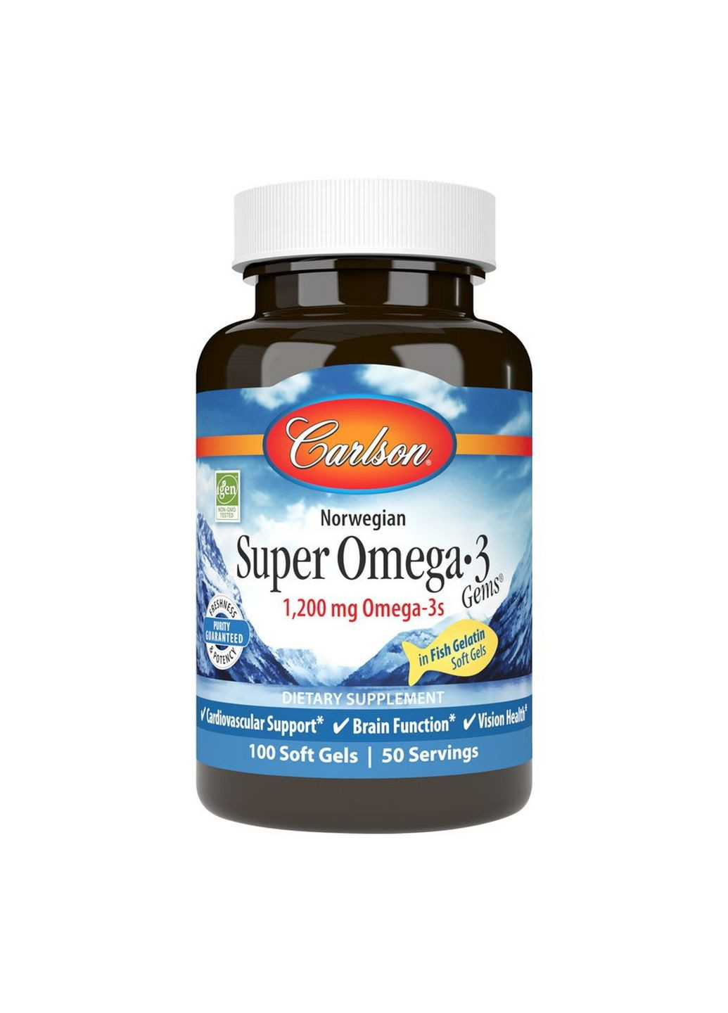 Жирные кислоты Norwegian Super Omega 3 Gems 1200 mg, 100 капсул Carlson Labs (293341337)