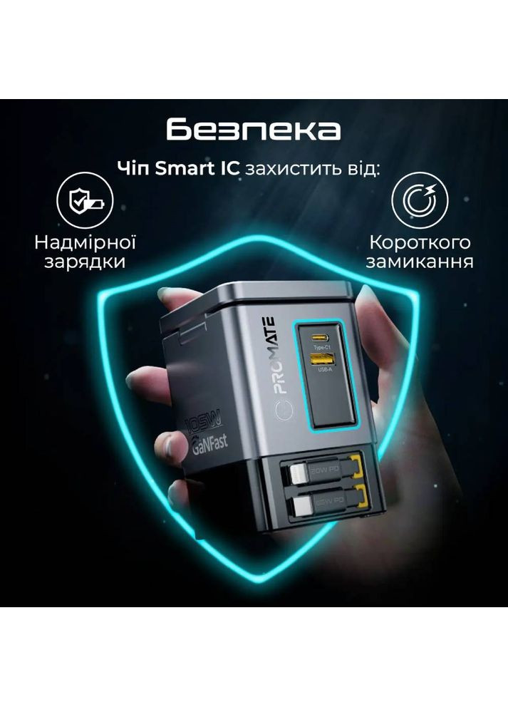 Бездротовий зарядний пристрій PowerSync-105 Black (powersync-105) Promate (335237618)