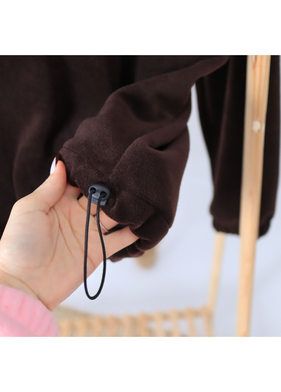 Коричневий зимній дитячий теплий флісовий комплект (толстовка + штани) коричневий брючний No Brand