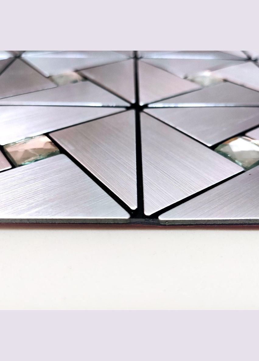 Самоклеящаяся алюминиевая плитка серебро со стразами 300х300х3мм Sticker Wall (300372509)