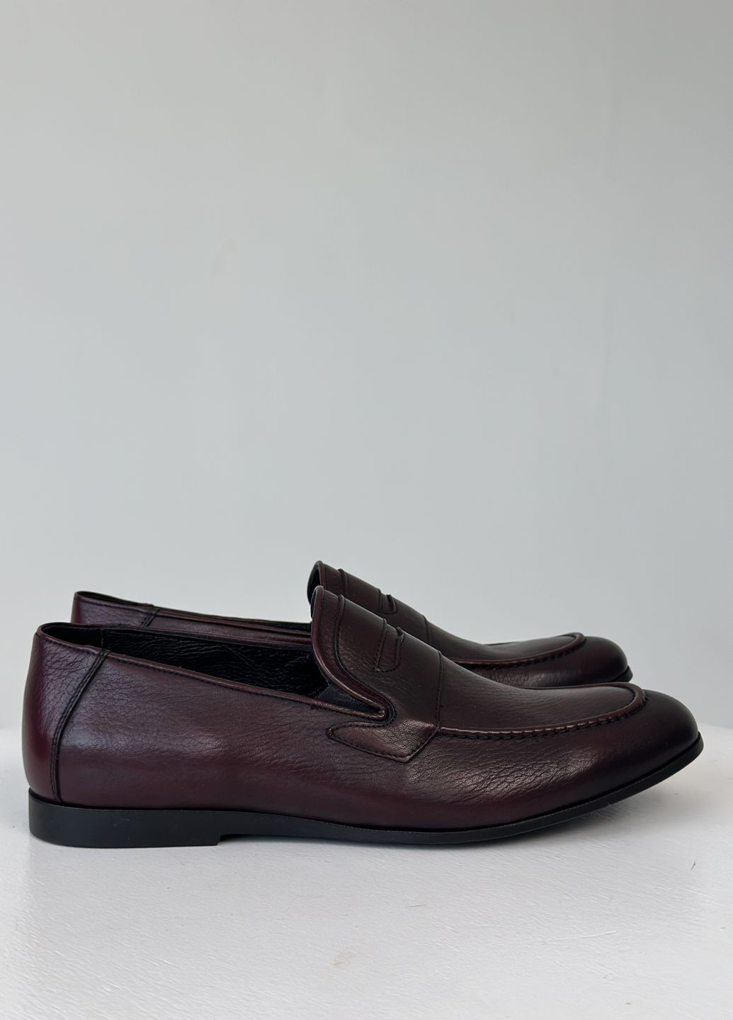Темно-бордовые кэжуал мужские лоферы кожаные Luciano Bellini