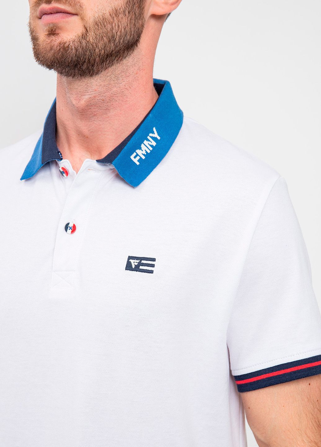 Белая футболка-поло для мужчин Fred Mello