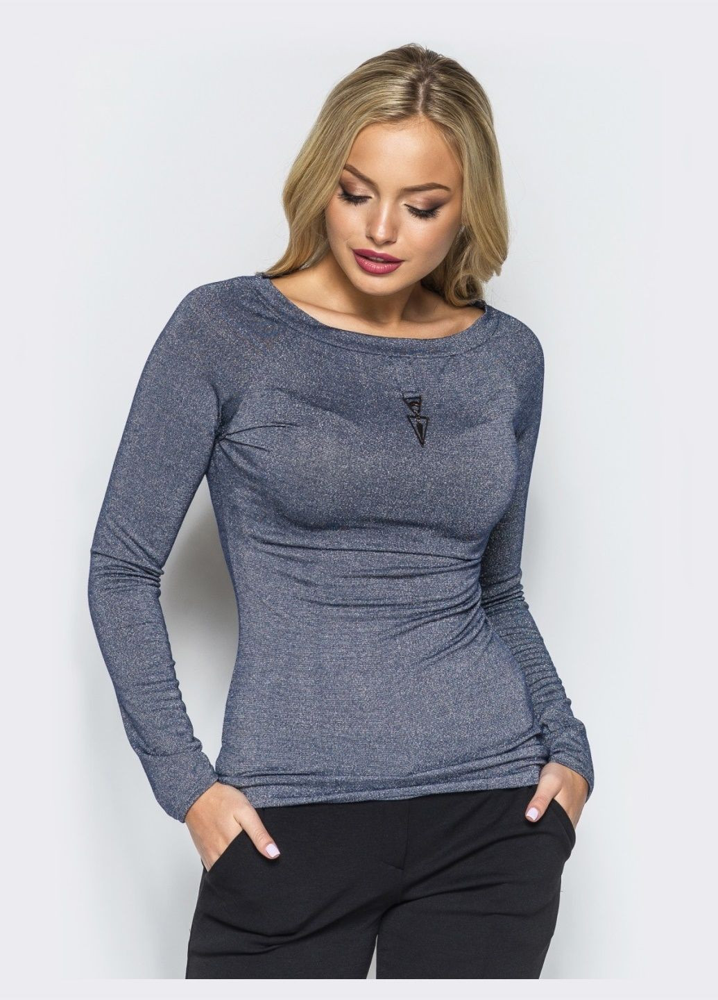 Синій демісезонний трикотажна кофта синього кольору з люрексом і рукавом реглан Dressa