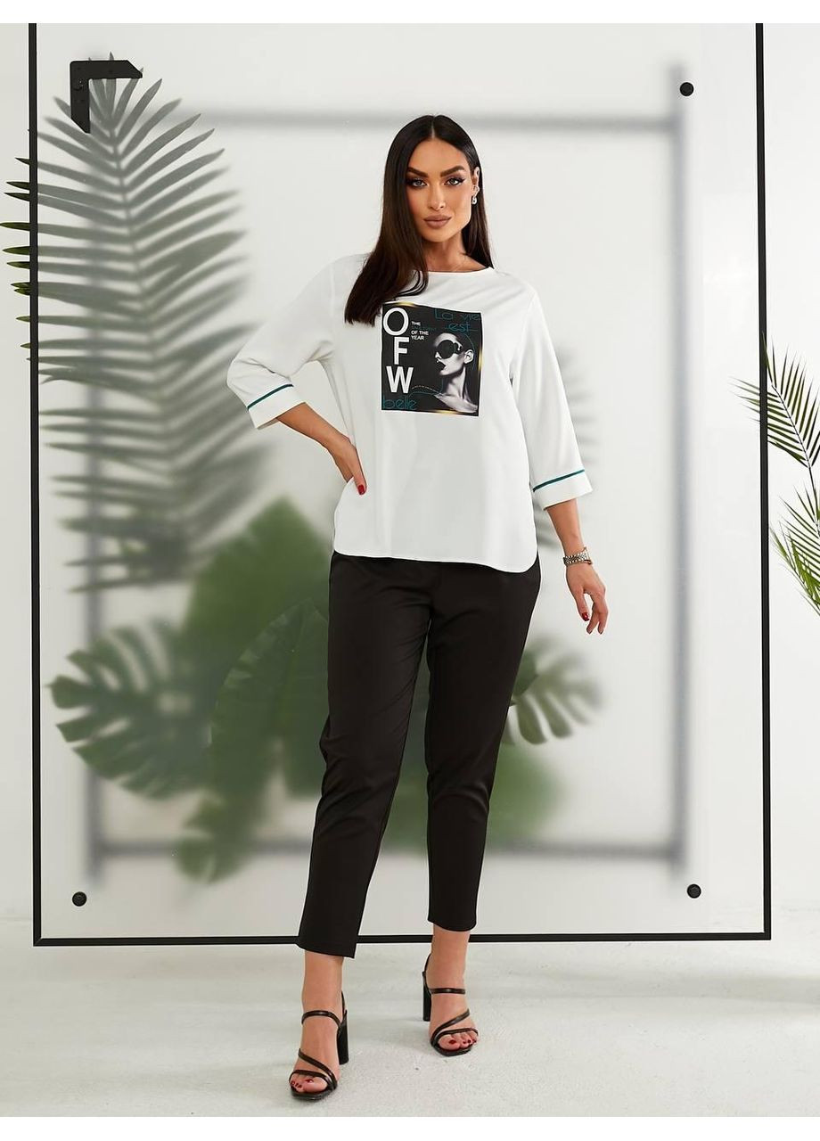 Комбінована блуза з накатом, арт. 491, зелений KHAN