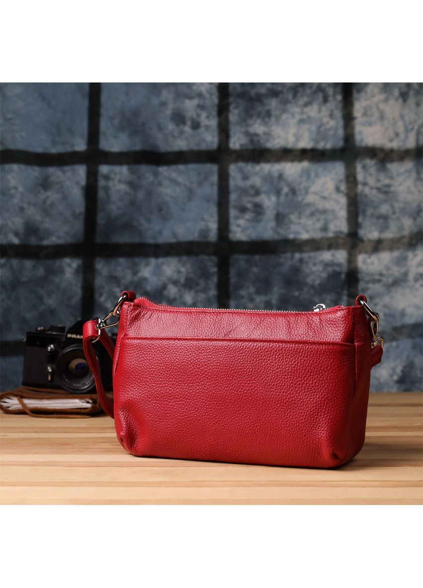 Сумка кросс-боди через плечо женская из натуральной кожи средняя Красный 38240 Vintage (355245225)