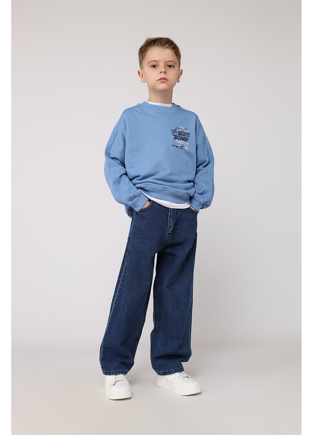 Синие демисезонные джинсы boyfriend для мальчика цвет синий cb-00281000 PUBA