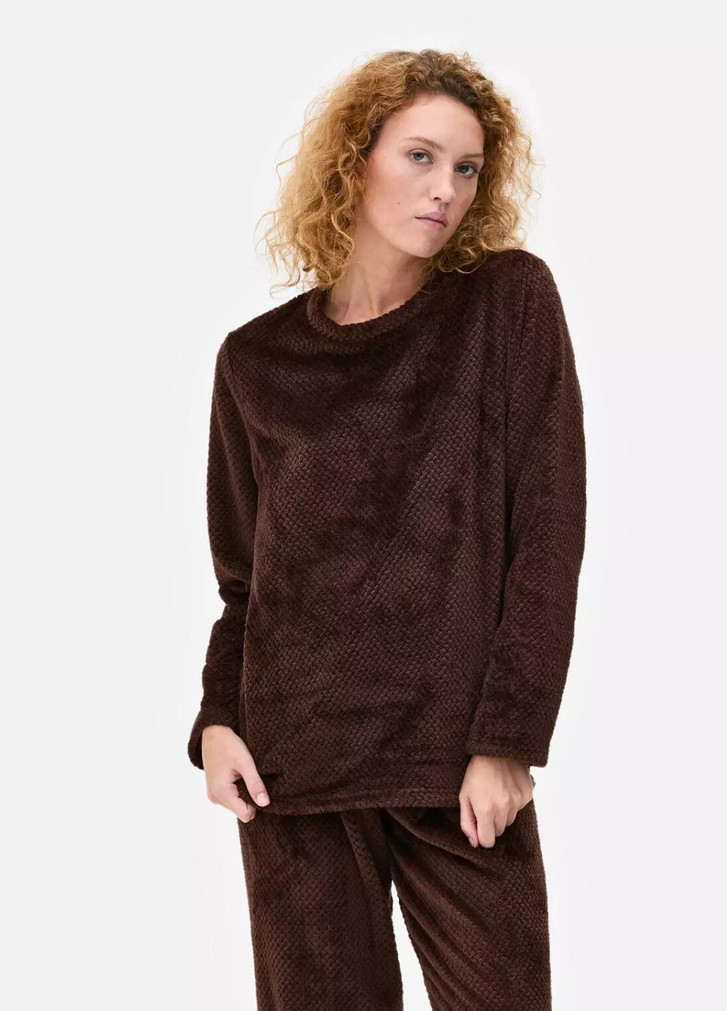 Коричнева зимня плюшевий піжамний світшот fleece pyjama (8316) Primark