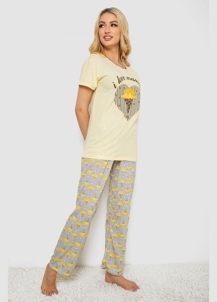 Желтая всесезон женская пижама с принтом,, Ager