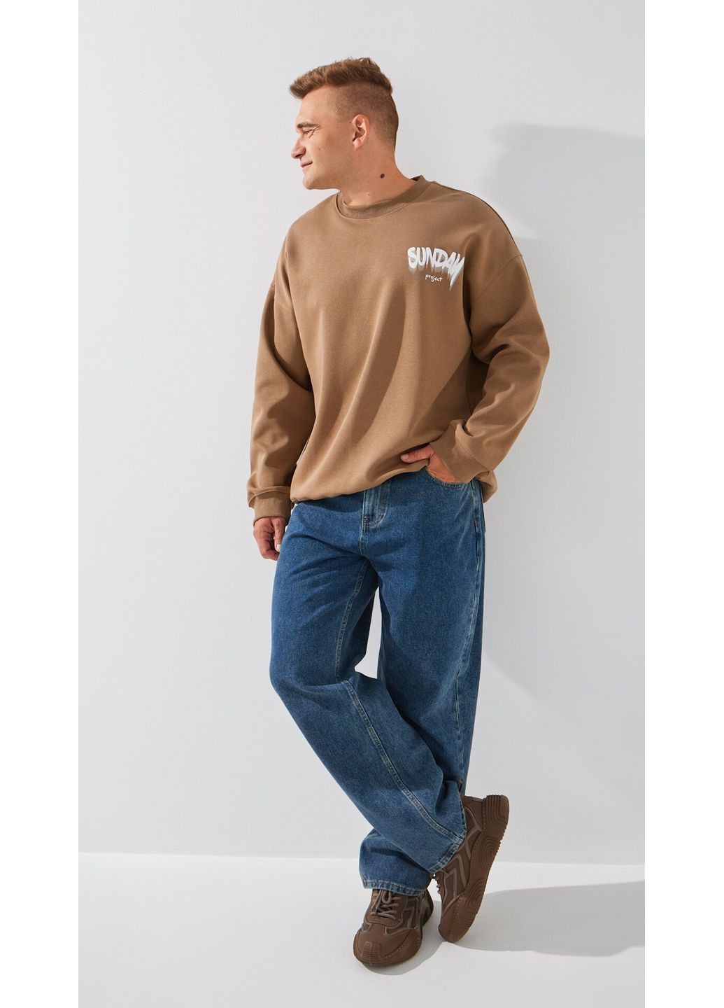 Коричневый свитшот с принтом мужской f25051 коричневый shop (2000999191787) (362902514)