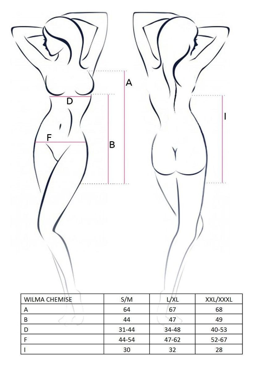 Сорочка приталена з чашечками WILMA CHEMISE white L/XL -, трусики Passion (303889622)