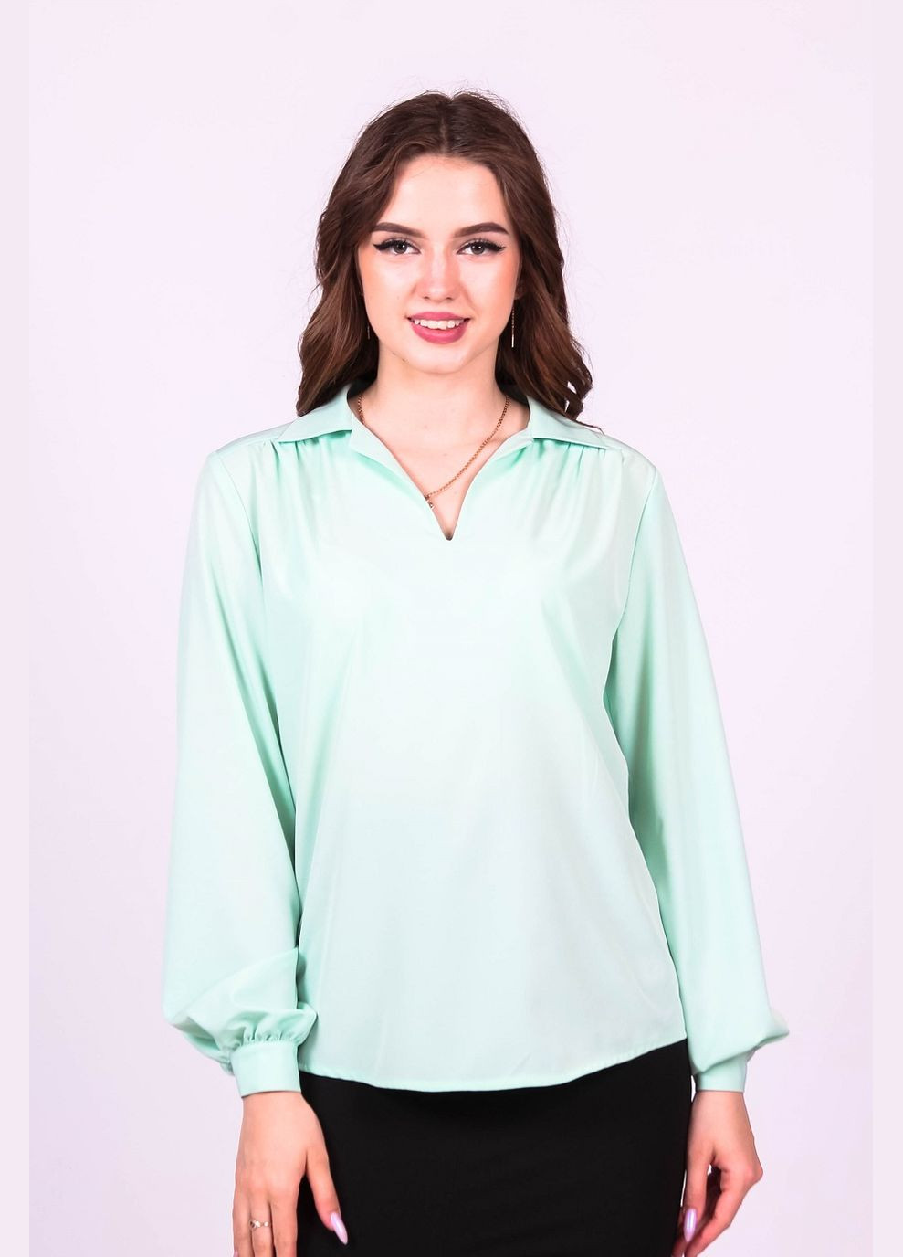 М'ятна блузка жіноча 052 однотонний софт м'ятна Актуаль