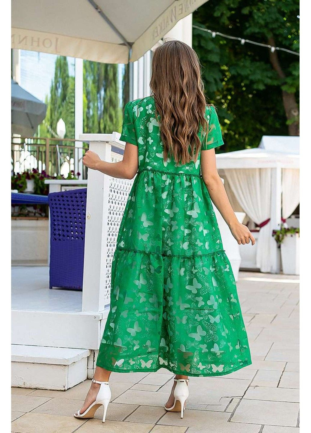 Зелена літня сукня льон органза 21096 зелена Tanita-Romario