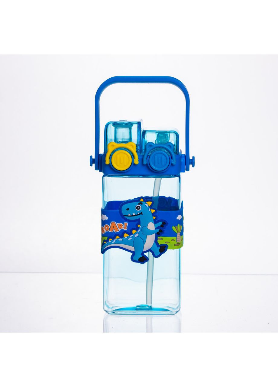 Пляшка для води дитяча з трубочкою 550 мл з ручкою та ремінцем 19 см Синій HP-18-3BL Yiwu (370974828)
