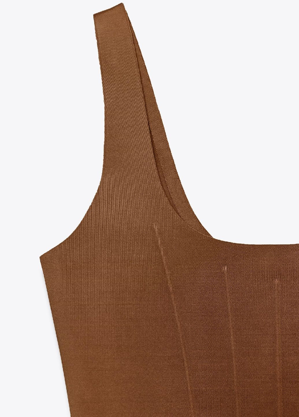 Коричневое платье Zara однотонное