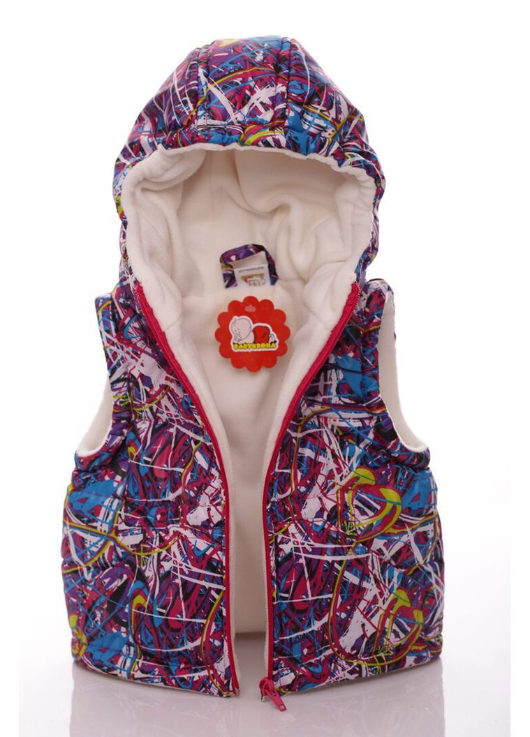 Жилетка на флісі з кишенями та капюшоном з принтом павутинки малинова 104 см (45039) BABYKROHA (315721636)