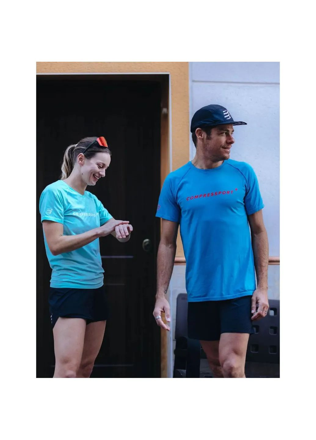 Синя футболка performance ss logo tshirt mns Compressport