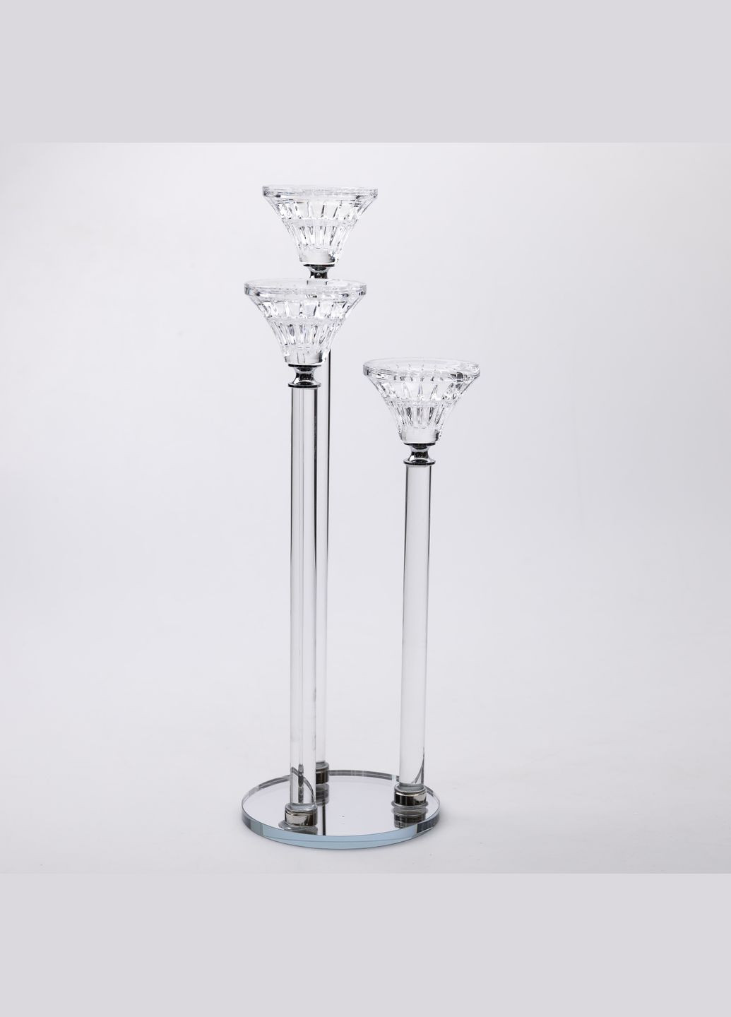 Підсвічник скляний Lotus на 3 свічки зкруглою основою 37 см Yiwu (327430225)