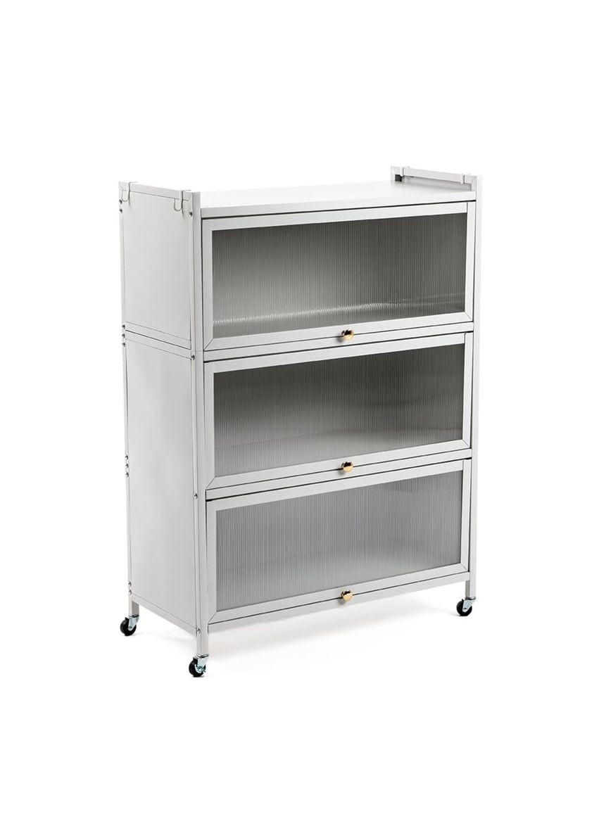 Шкаф мобильный для хранения трёхъярусный раскладной из стали 70х36х112,8см Светло-серый SW-00002116 Sticker Wall (315790820)