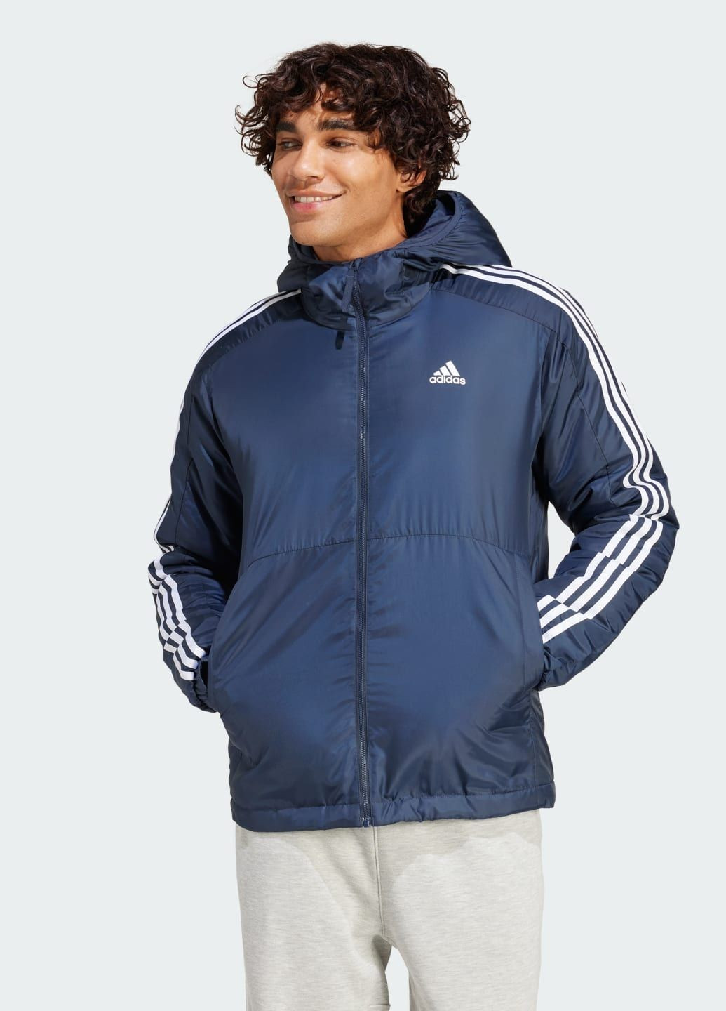 Синя демісезонна куртка essentials 3-stripes insulated adidas