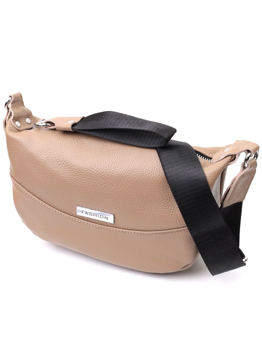 Сумка через плечо женская кожаная с необычным бегунком брелком 22618 Бежевая Vintage (302008980)