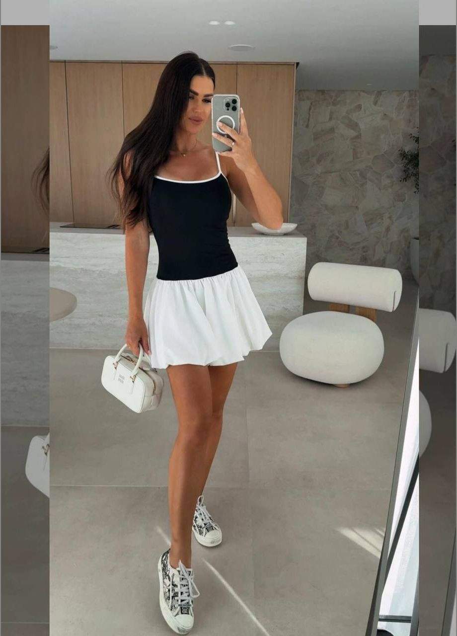 Летний женский летний легкий сарафан из микродайвинга Україна колор блок