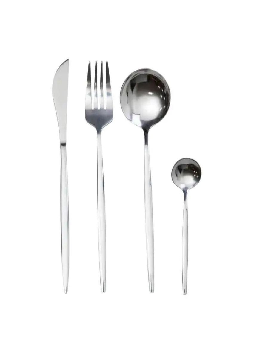 Набір столових приборів 24 предмети набір ложок виделок і ножів на 6 персон Сріблястий HP-20-42 Yiwu (351431241)